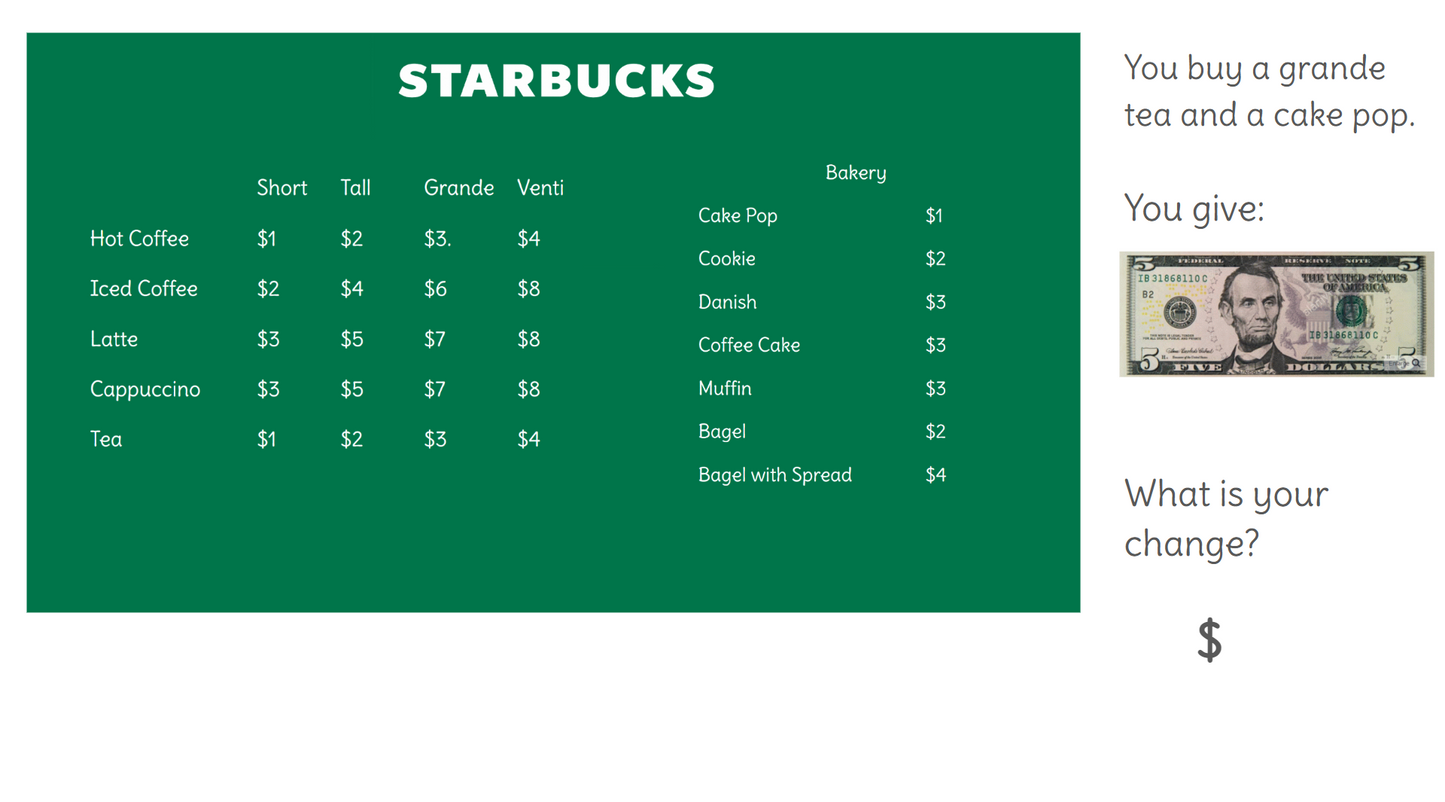 Functional Math - Starbucks Menu Math