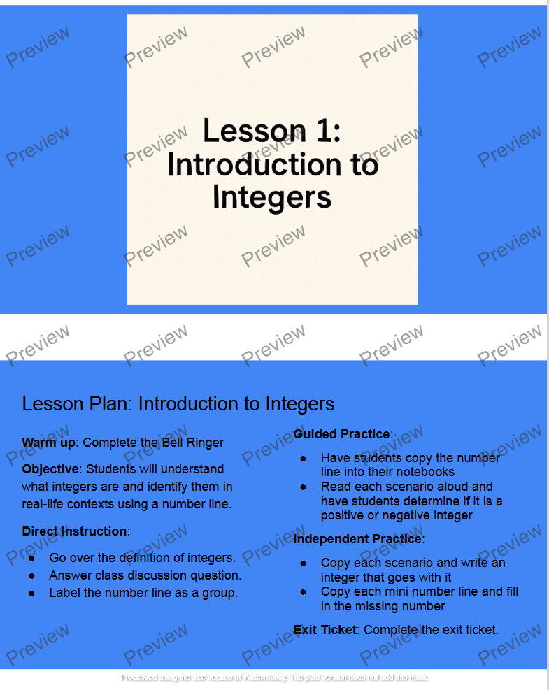 Adding Integers with Different Signs, Chapter 1, Lesson 4
