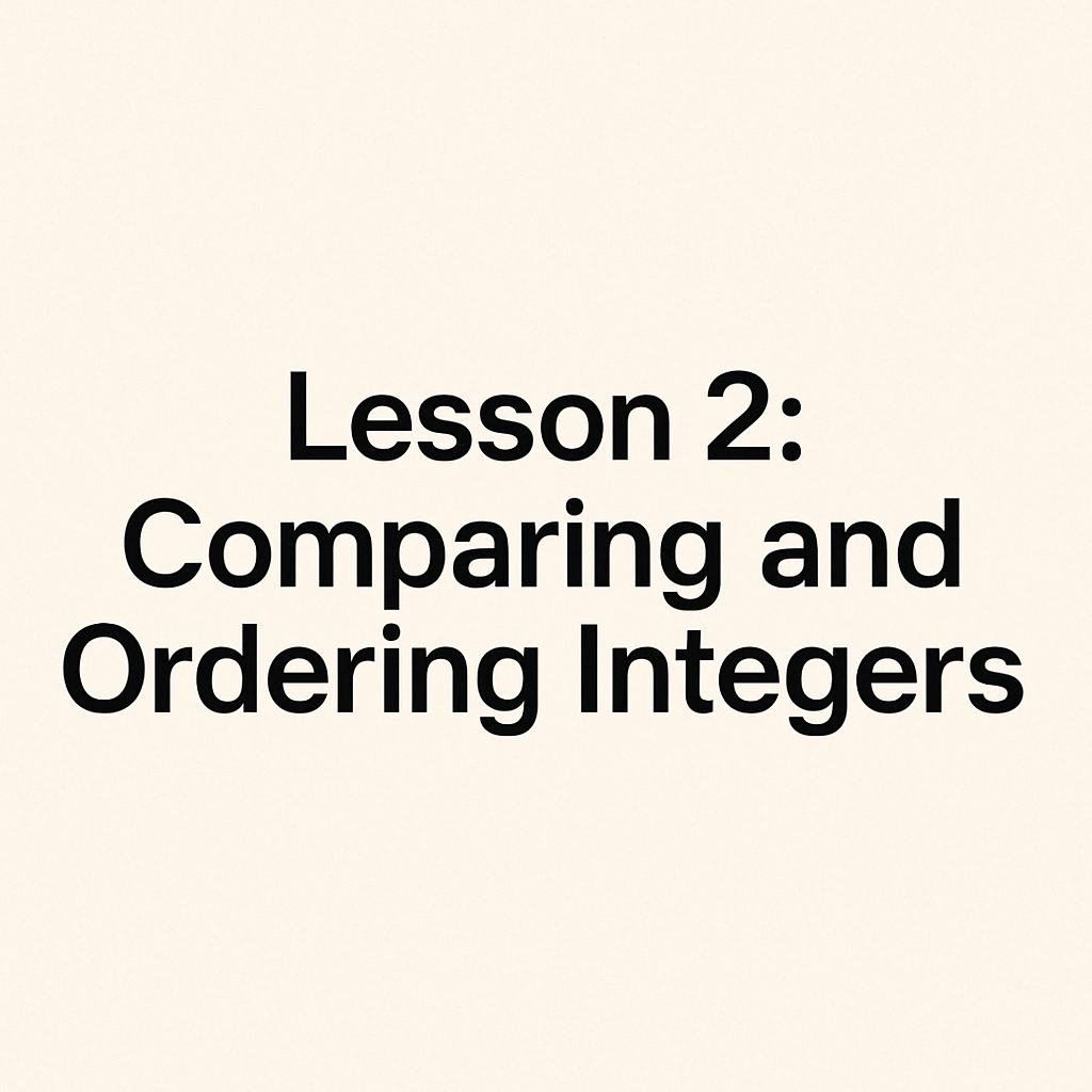 Comparing and Ordering Integers, Chapter 1, Lesson 2